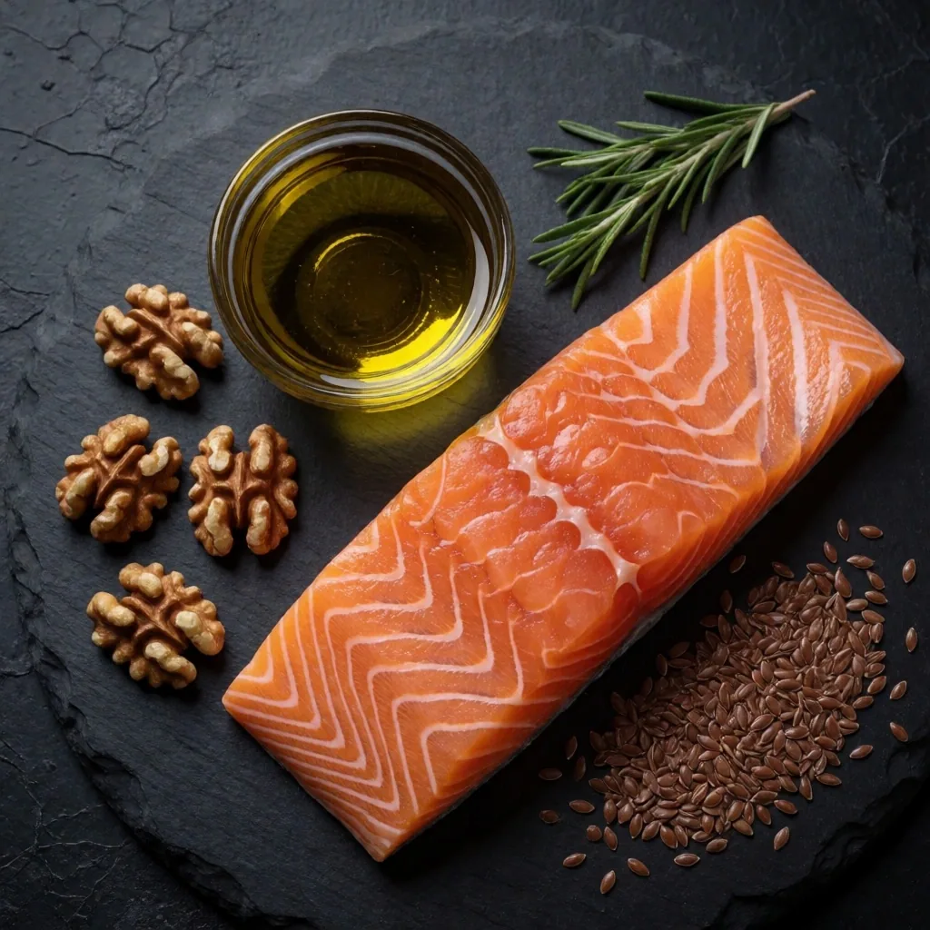 Namirnice bogate omega-3 masnim kiselinama na tamnoj podlozi